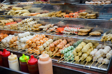 Pasar Lama Tangerang, Banten, Indonesia – August 21, 2022: Skewer or Lok - Lok with Selected Focus.
