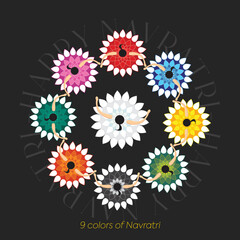 Happy Navratri. 9 colors of Navratri. Navratri Garba Dance Top Seamless Pattern. 
Top View. Useful for banner, backdrop, wallpaper, poster design, greeting card etc.