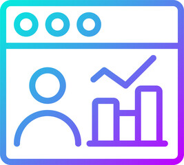 Social media data mining gradient linear vector icon. Analyzing users activity in internet. Personal information. Thin line color symbol. Modern style pictogram. Vector isolated outline drawing