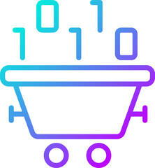 Data mining technology gradient linear vector icon. Binary code and wagon. Extracting important information. Thin line color symbol. Modern style pictogram. Vector isolated outline drawing