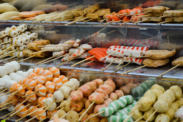 Pasar Lama Tangerang, Banten, Indonesia – August 21, 2022: Skewer or Lok - Lok with Selected Focus.