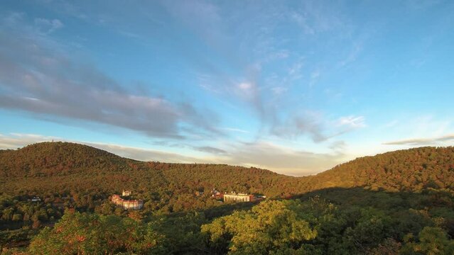 Changing color smooth sunrise time lapse, Janos Hill, Budapest