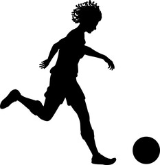 Fototapeta na wymiar Black Woman Soccer Football Player Silhouette