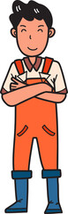 Hand Drawn male farmer standing with arms crossed illustration