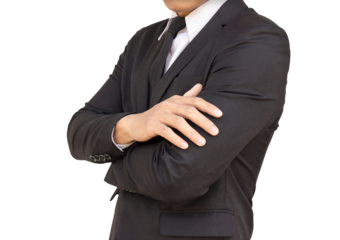 A businessman with his arm crossed isolated