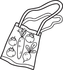 Hand Drawn bag with fruits and vegetables inside illustration