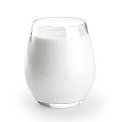 Glass with milk, yogurt isolated on white background. With clipping path.