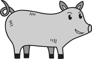 Hand Drawn cute pig illustration