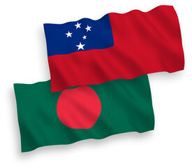 Flags of Independent State of Samoa and Bangladesh on a white background