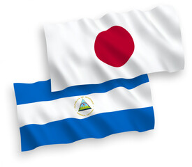 Flags of Japan and Nicaragua on a white background