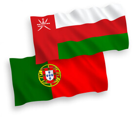 Flags of Portugal and Sultanate of Oman on a white background