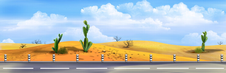 Highway in the desert illustration