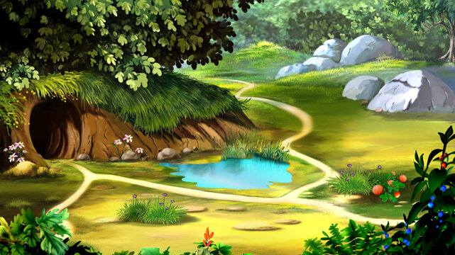 Fairy hole in the ravine illustration