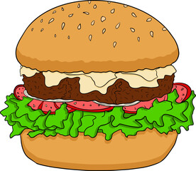 Fast food. Colored vector illustration of street food flat style.