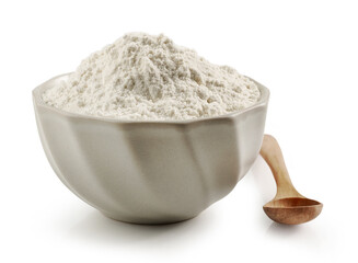 bowl of flour and wooden spoon