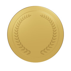 3d object gold medal with ribbon