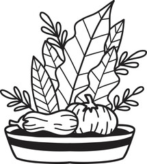 Hand Drawn cute Pots for growing vegetables and fruits illustration