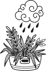 Hand Drawn rain on the bushes illustration