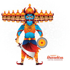 Beautiful ravana with ten heads for navratri dussehra festival holiday background