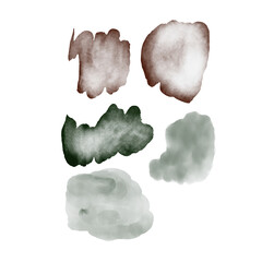 Set of watercolor shapes, autumn pastel spots 