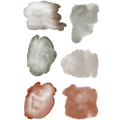Set of watercolor shapes, autumn pastel spots 