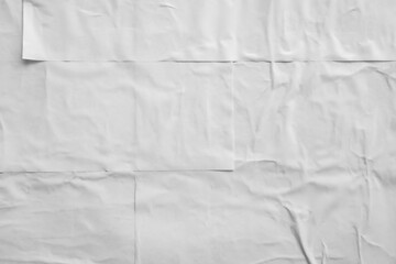 white crumpled and creased paper poster texture background