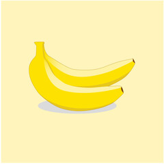 illustration of banana vector with yellow background