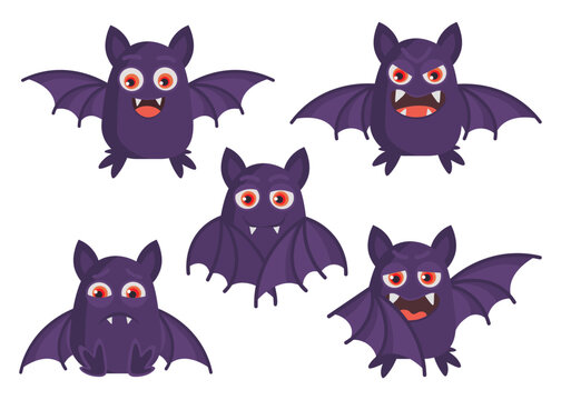 flat illustration bat halloween vector pack illustration