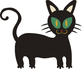 Halloween Black Cat Cartoon Illustration Element