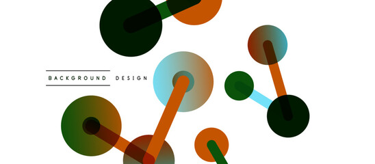 Line points connections geometric abstract background. Circles connected by lines. Trendy techno business template for wallpaper, banner, background or landing