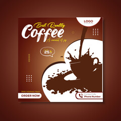 Coffee shop drink menu promotion social media Instagram post banner template