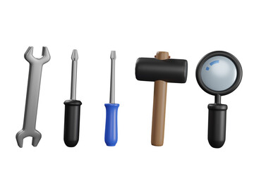 Set of construction tools. 3D rendering