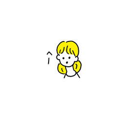 シンプルな黄色配色へーという女性