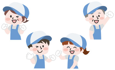 エプロンと軍手をつけたスタッフのイラスト