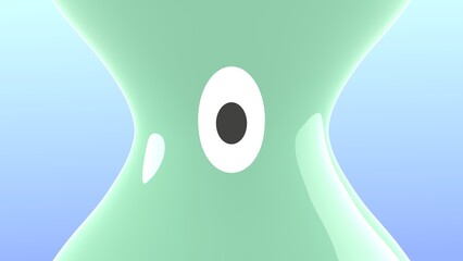 one eye cartoon character 3d illustration, 3d render of a spooky monster with liquid form