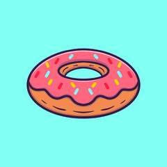 Cute donut cartoon vector icon illustration