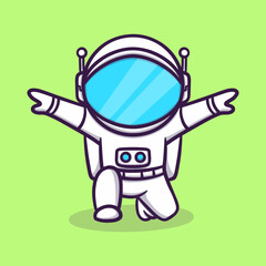 Cute astronaut pose cartoon vector icon illustration