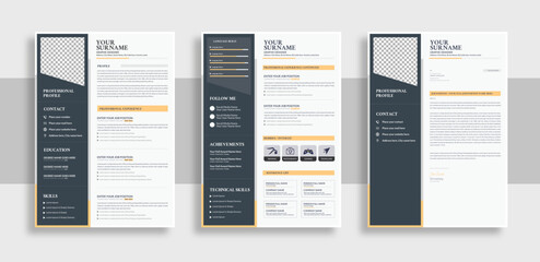 Creative Resume and Cover Letter Layout Vector Template for Business Job Applications, Minimalist resume cv template