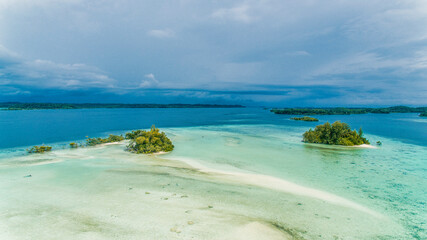 Beautiful view of low lying tropical islands in the South Eastern part of Choiseul province,...