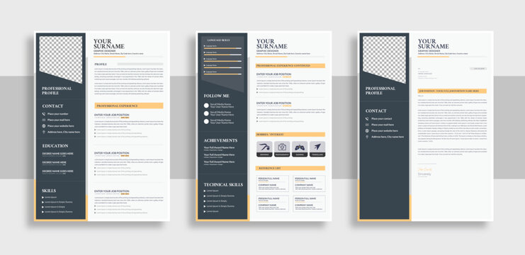 Creative Resume and Cover Letter Layout Vector Template for Business Job Applications, Minimalist resume cv template