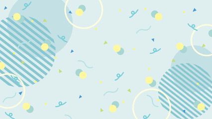 Obraz premium 幾何学模様のポップな背景 青系 サイズ比率16:9 Cute geometric background (size ratio 16:9)
