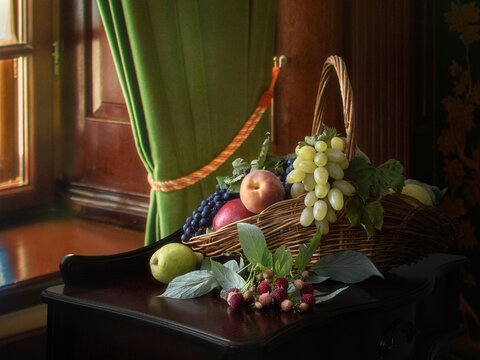 Still life with fruits  near the window