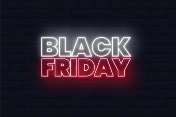 black friday banner with glowing neon text effect
