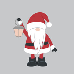 Cartoon Santa Claus for Christmas greeting cards and invitations. Vector illustration in the style of a doodle. Design element.