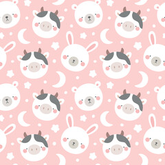 Seamless farm animals pattern