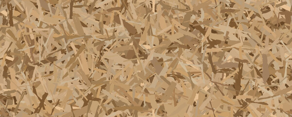 Seamless texture of OSB from wooden chips. Plywood building panels. Vector pattern. Oriented particle board background. Sheet of fibreboard with fragments of compressed sawdust.