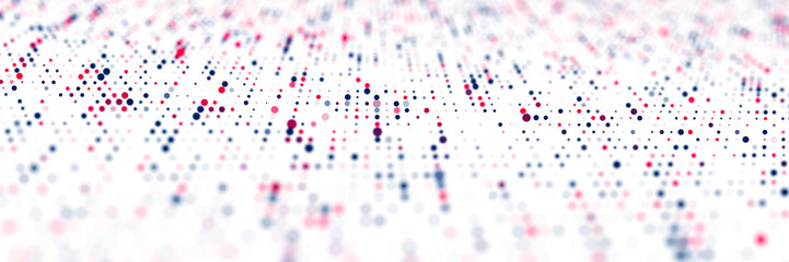Futuristic white background from colorful dots. Abstract mesh background. Big data visualization. 3D rendering.