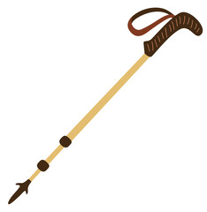 Tourist trekking stick sketch illustration. Hiking item
