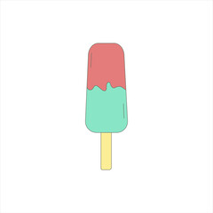 Pink blue ice cream. Simple icon