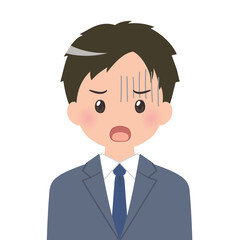 青ざめる 若いビジネスマン,会社員のバストアップイラスト